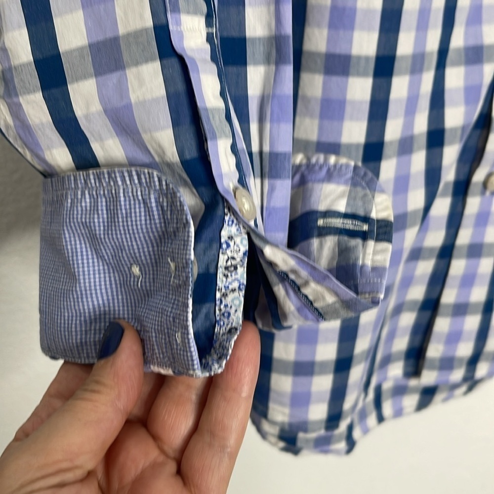 Tommy Bahama 100% Pima Cotton Long Sleeve Blue Plaid Button Up Shirt Size XXL - Picture 3 of 7